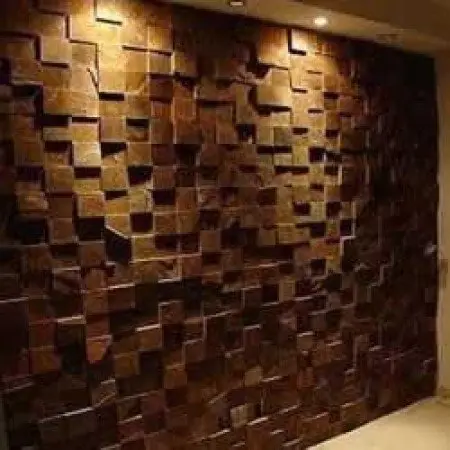 Parede em Pedra Ferro com mosaico em relevo marrom